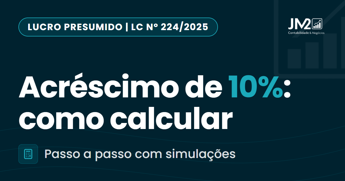 Capa do artigo: Acréscimo de 10% no Lucro Presumido, como calcular passo a passo
