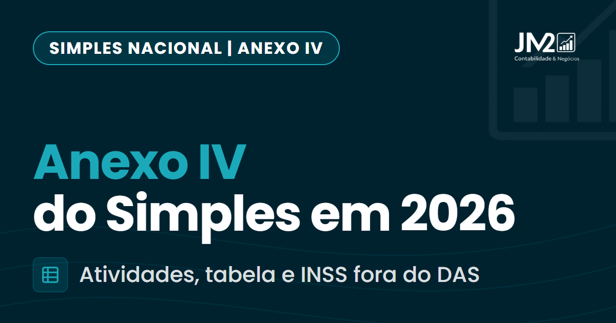 Capa do artigo: Anexo IV do Simples Nacional em 2026